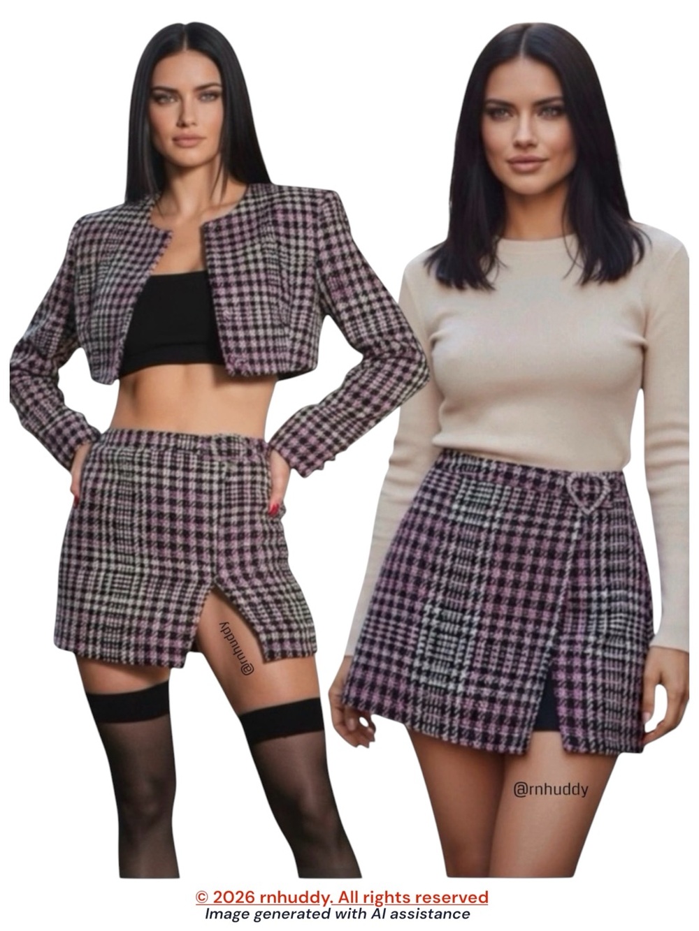 Dolls Kill POSTER GRL XXS pink plaid tweed skirt with heart shape faux buckle